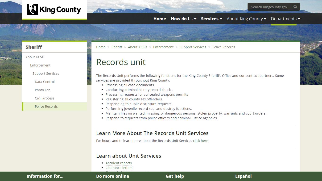 Records unit - King County